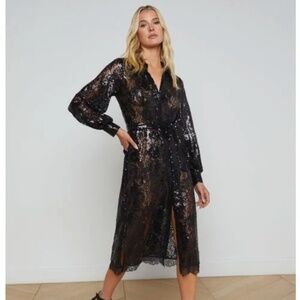 BNWT Dropdead Gorgeous L'AGENCE Frida Black Lace Sequin Dress